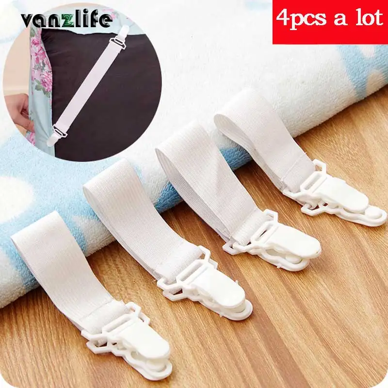 

vanzlife creative practical no slip bed single button holder elastic belt type fixed clip of the bed sheet 4pieces a lot