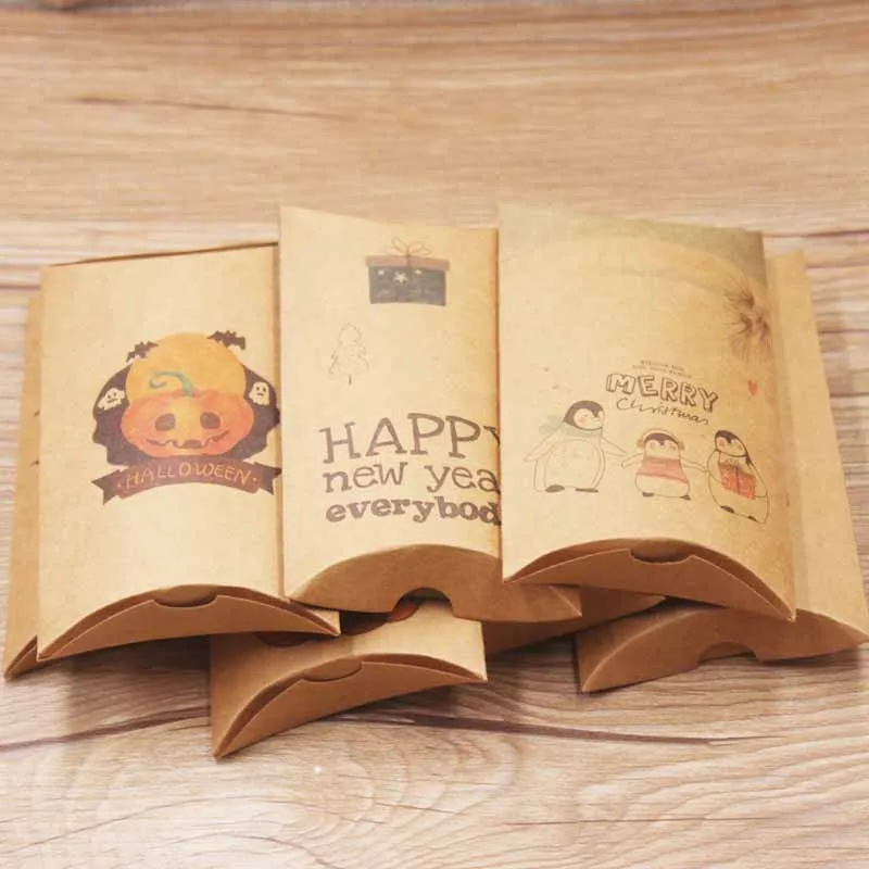 

Feiluan gift package 20pcs white /brown color size 8x5.5x2cm/12.5x7x2cm Merry christmas happy new year beautiful pillow gifts