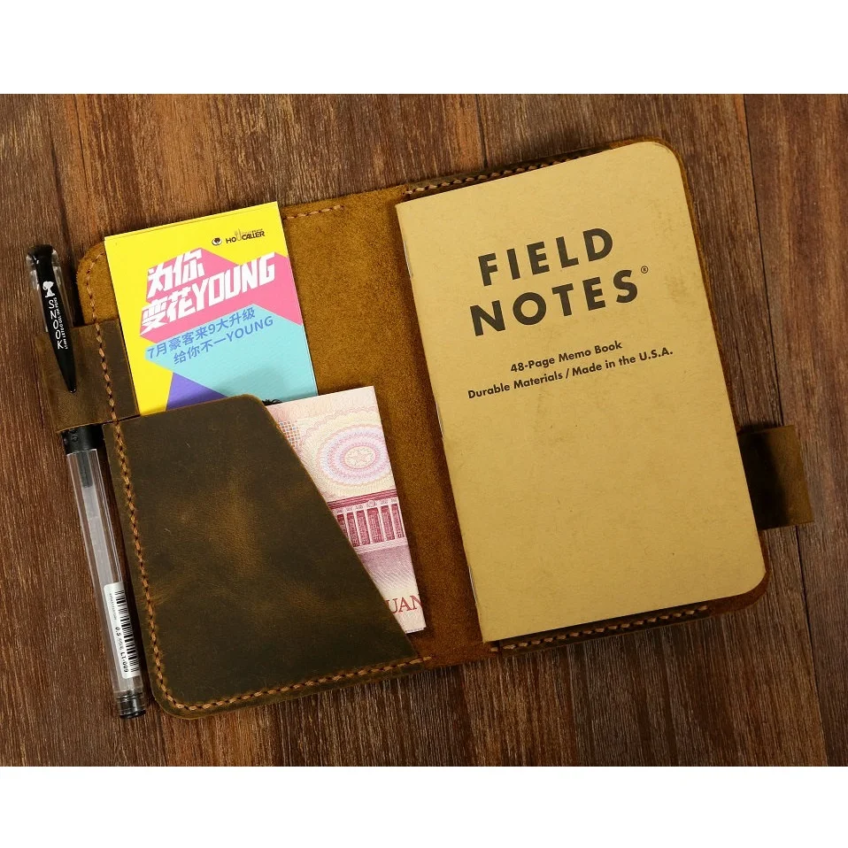 

Rugged Leather field notes case wallet / distressed leather pocket journal cover / Personalized journals free engraving