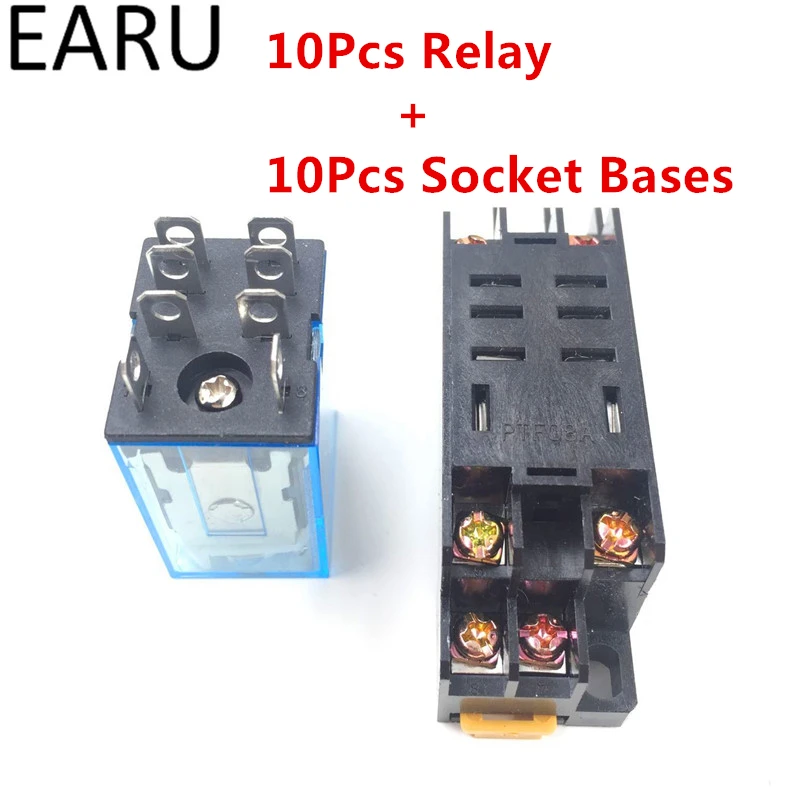 

10Pcs LY2NJ HH62P HHC68A-2Z Electronic Micro Mini Electromagnetic Relay 10A 8PIN Coil DPDT With Socket Base DC12V,24V AC110,220V