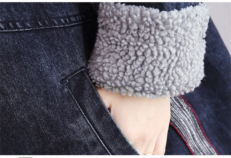 Зимняя джинсовая куртка Женская Плюс Размер Длинные парки 2019 Мода бойфренд стиль утепленная хлопковая куртка свободные женские джинсовые