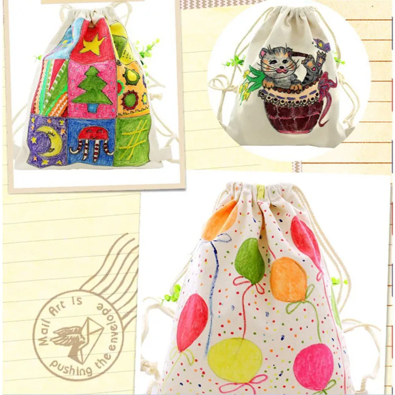 Saizhi пустой DIY ручная живопись игрушки холст рюкзак сумка на плечо шнурок Сумочка для детского сада картина игрушка Z3150