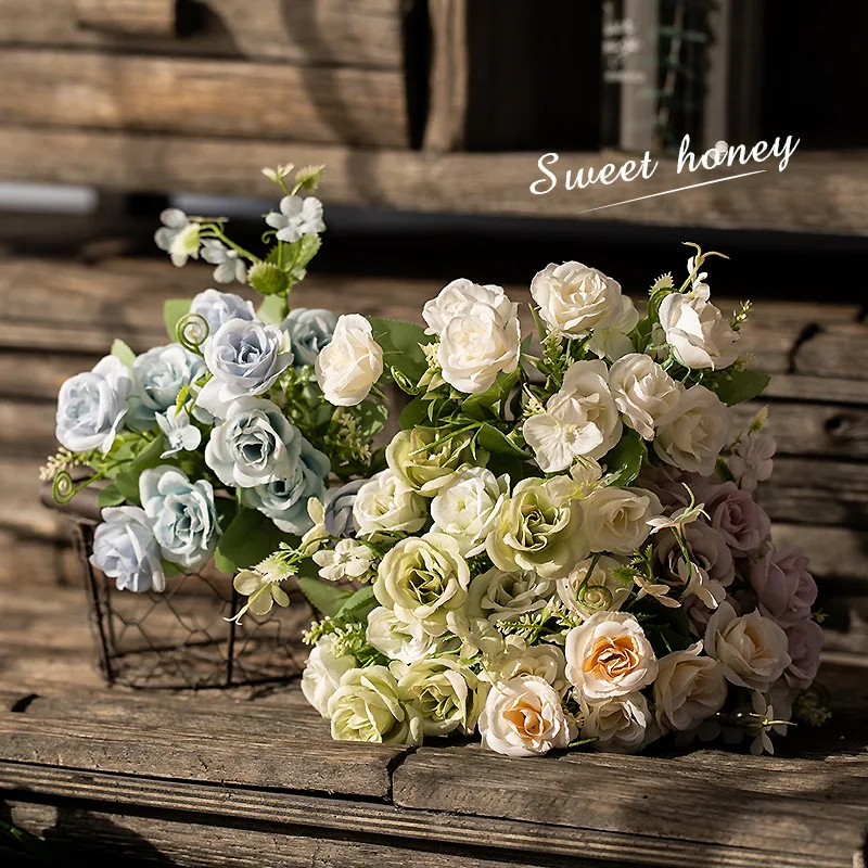 

Luyue Artificial Flowers Wedding Peony Silk Fake FlowersBride artificial flowers high quality bouquet gypsophila leaf accessori