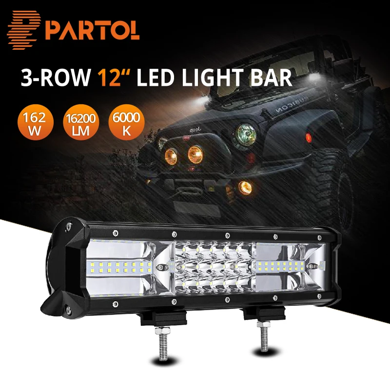 

Partol 12 inch 162W 2-Row LED Light Bar Offroad Flood Combo Beam Car LED Driving Lamp For Truck SUV ATV 4x4 12V 24V 6000K
