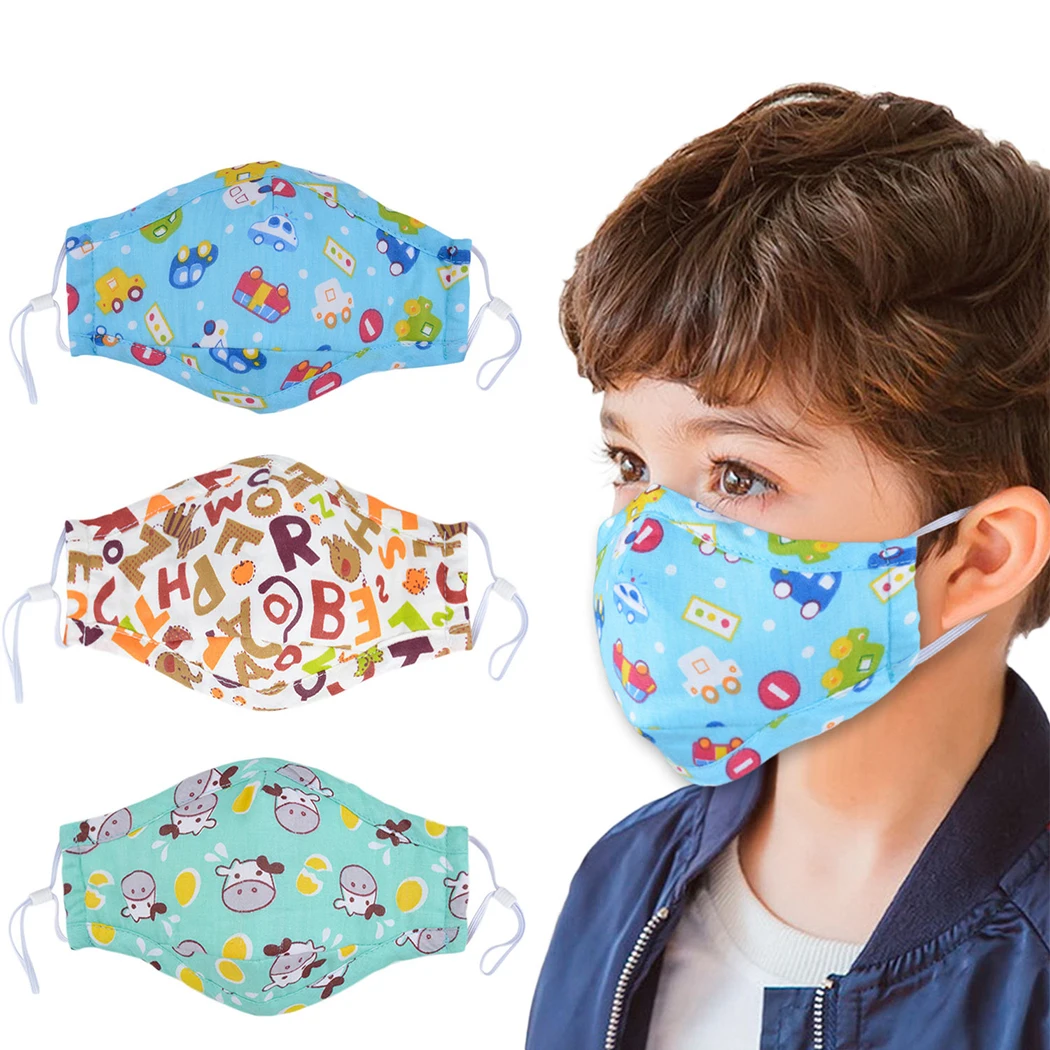 

Kids Cartoon Mouth Mask Printing Dustproof Breathable PM2.5 Cotton Mouth Face Nose Mask Cover With Filter Respirator Anti-Dust