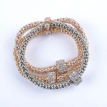 

New Fashion 3pcs/set gold silver color bracelet vintage rhinestone charm bracelet women men bracelet jewelry gift wholesale