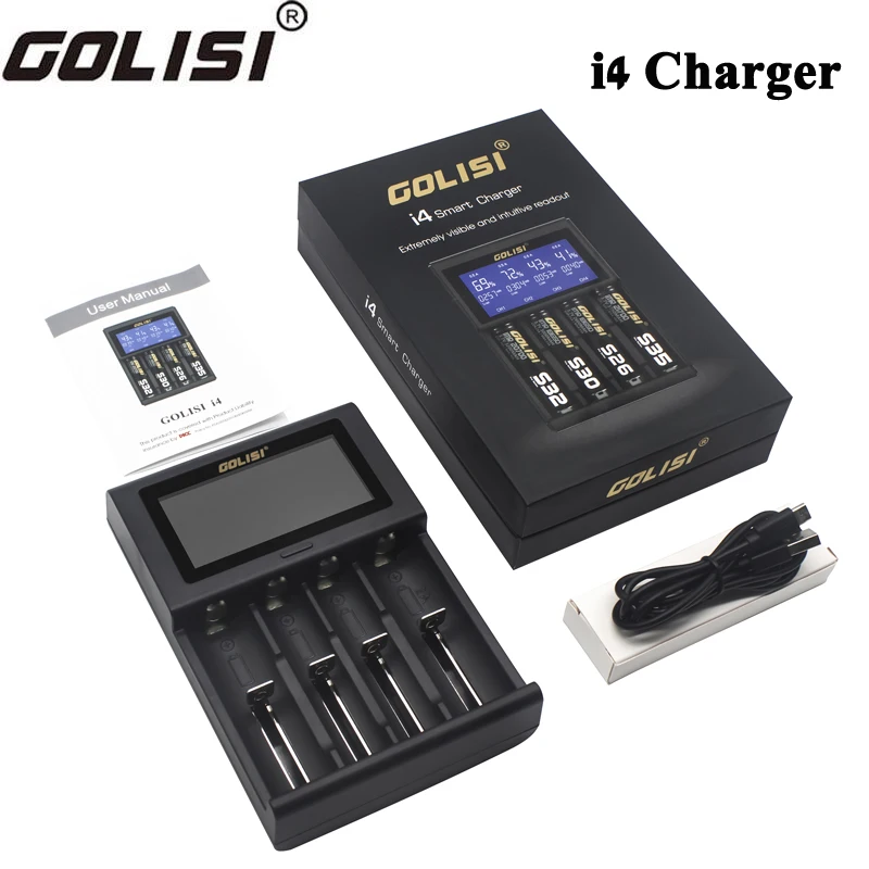 Зарядное устройство GOLISI I4 2.0A оригинальное интеллектуальное ЖК-дисплей для Li-Ion