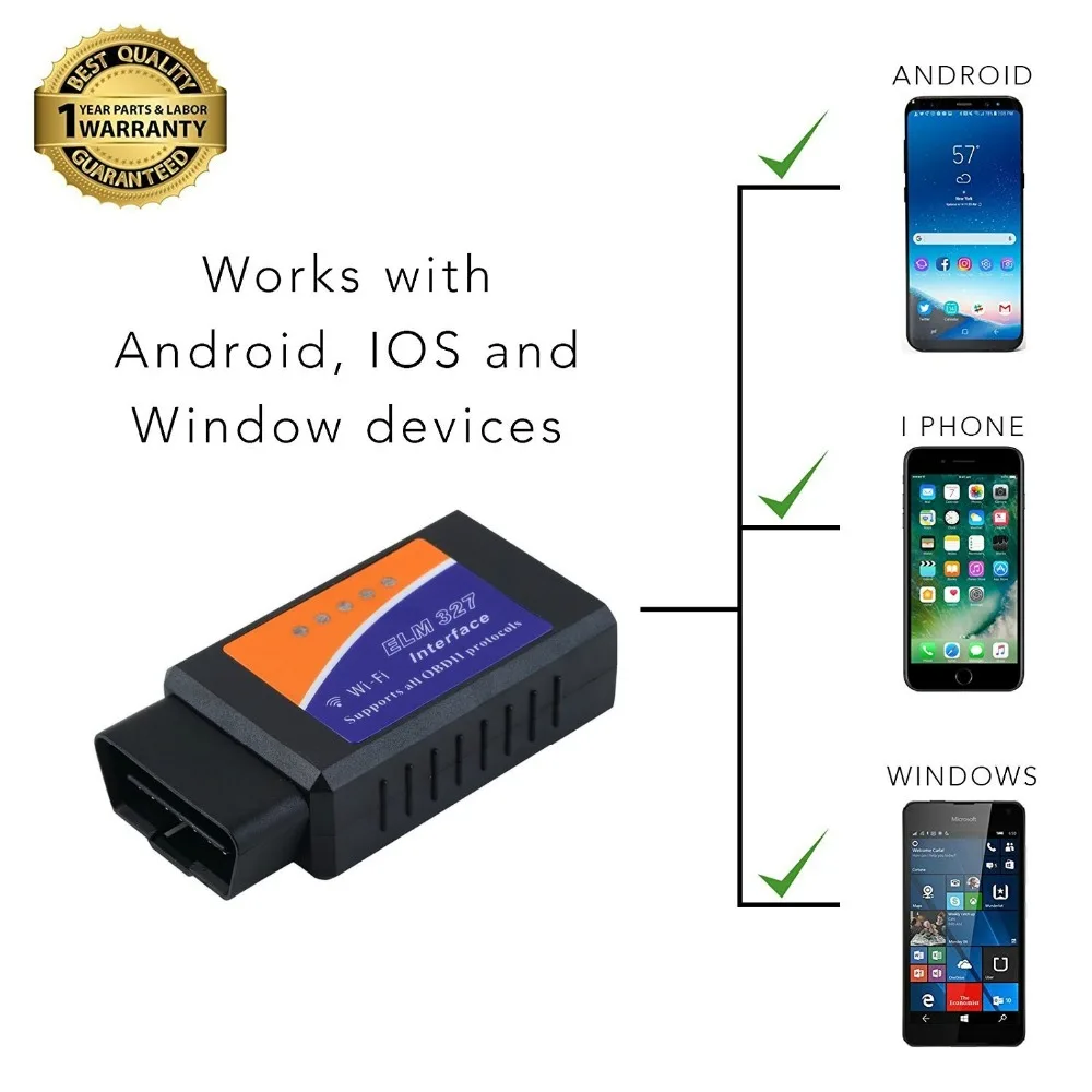 ELM327 WiFi с чипом PIC18F25K80 беспроводной OBDII диагностический инструмент для IPhone/Android/PC ELM 327 V1.5 автоматический сканер