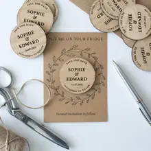 Минималистичные деревянные сохранить дату магниты, персонализированные каллиграфии свадьбы сохранить даты, на заказ сохранить нашу дату