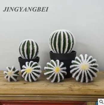 

Artificial Flocked Prickly Pear Succulents Cactus Green Plants Fake Flowers Balls DIY Home Table Decor Desert Plants Landscape