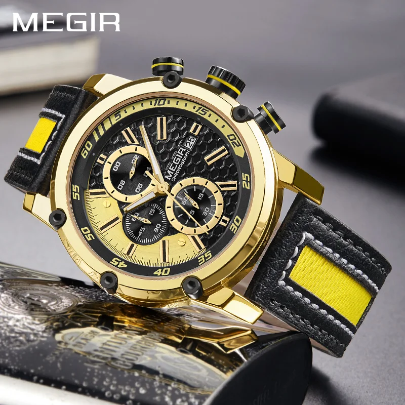Preise Kreative MEGIR Chronograph Sport Männer Uhr Luxus Quarz Uhren Männer Uhr Army Military Armbanduhren Stunde Relogio Masculino