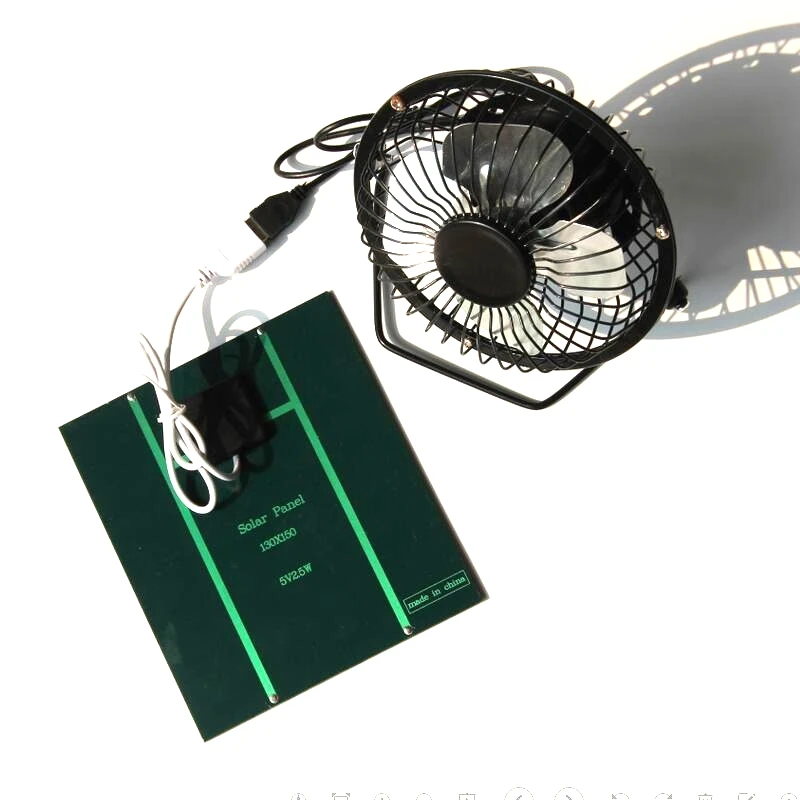 BUHESHUI 4 дюймов охлаждающий вентилятор USB 2,5 W 5V Солнечная приведенная в действие Панель Железный вентилятор для Офис путешествия на открытом воздухе Рыбалка - Цвет: Solar Panel With Fan