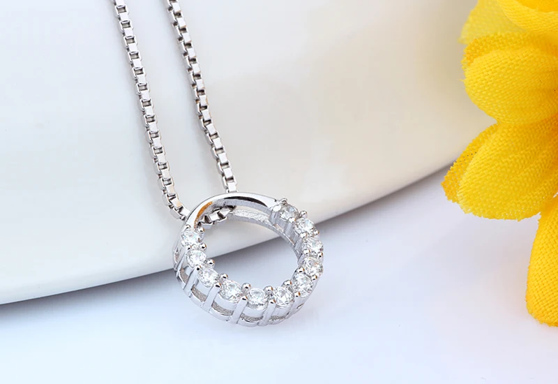 Sinya 925 sterling Silver pendant necklace Fashion Ring round design with 18inch sterling silver box chain for women girls lover (18)