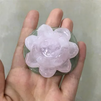 

Natural Carved Rose Quartz Gemstone Lotus Flower Can also do Crystal Ball Stand