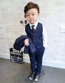 

2019 summer Boy Suit for Weddings Party 2T-10Y Children Slim Fit Suit Sets Boys Formal Vest +Pants +coat Classic Costume suits