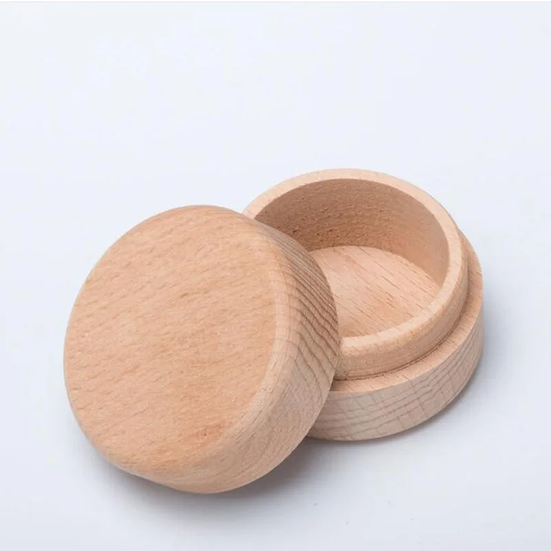 

Zakka Vintage Round Wooden Jewelry Storage Box Ring Earrings Container Storage Case Creative D Decorative Craft Jewelry Box