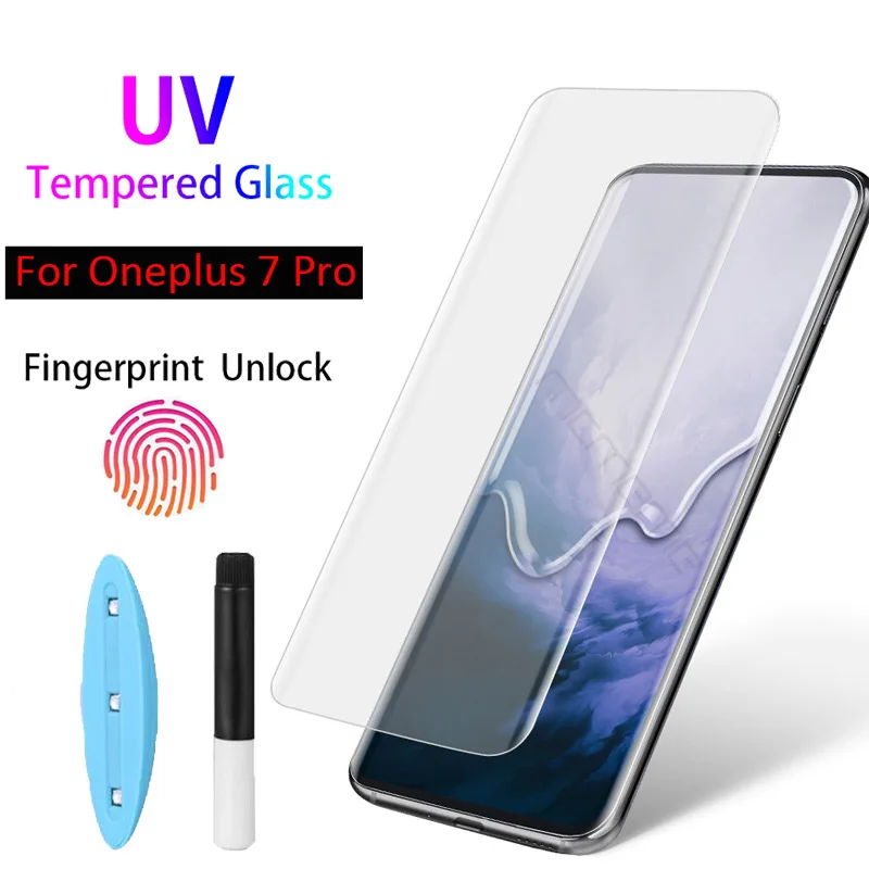 HODYEX 9D UV жидкое изогнутое закаленное стекло с полным клеем для OnePlus 7 Pro Защитная