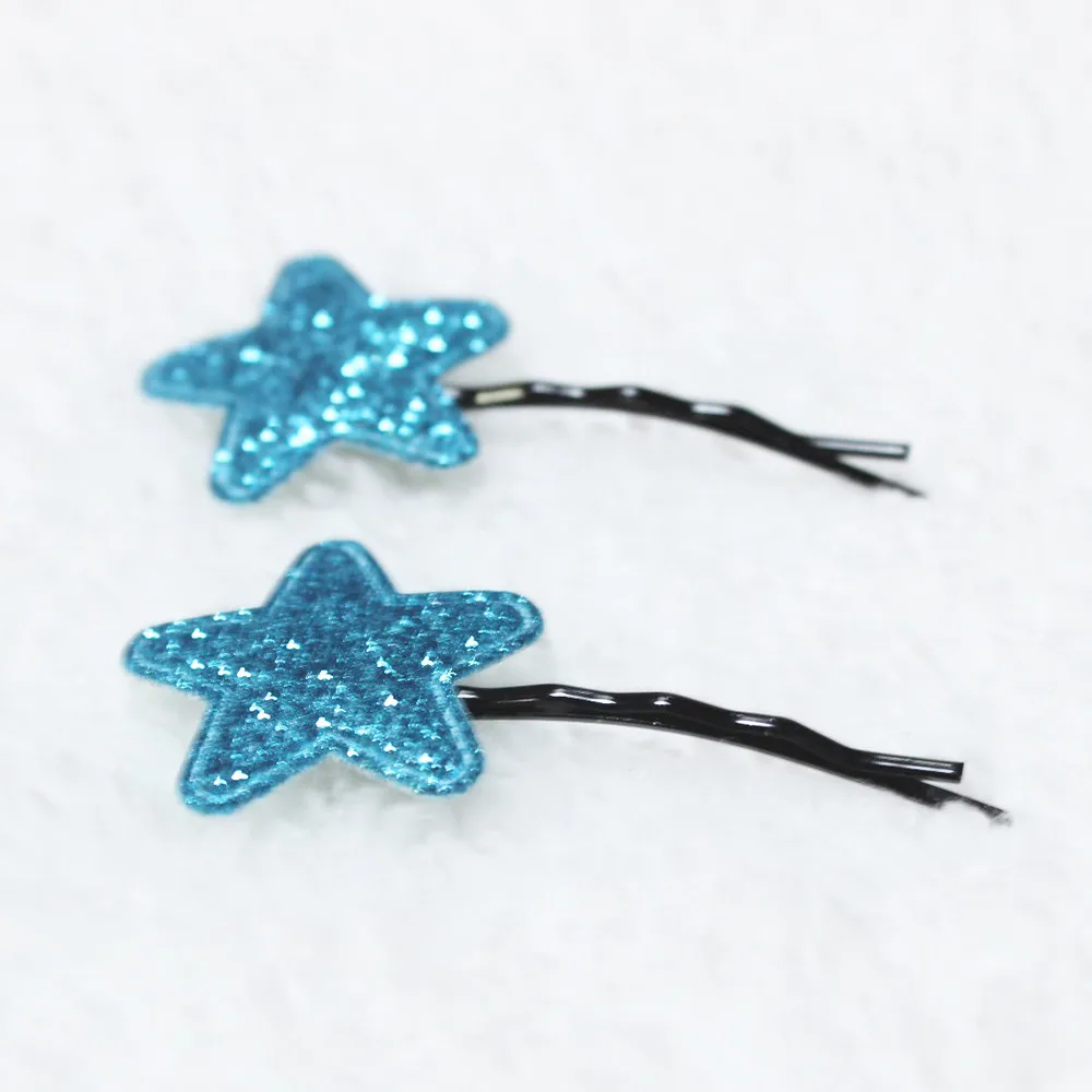 Girls Hair Pins 2PCS Hair Clips Girls Party Sequins Princess Star Leather Hair Style Buckle Hair Accessories For Girls Gift#39