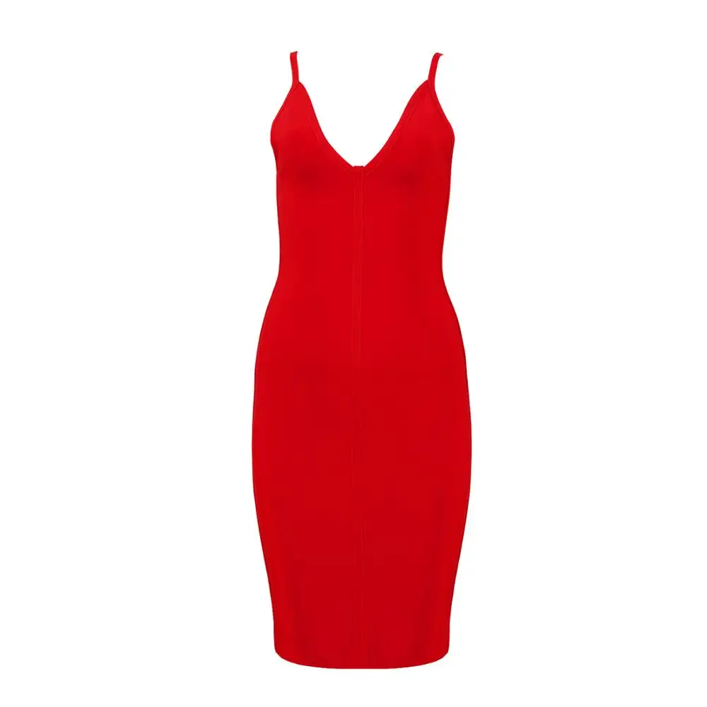 

Women Sexy V Neck Summer Dress Sleeveless Red Bandage Dress Elegant Rayon Bodycon Mini Party Dress Vestido