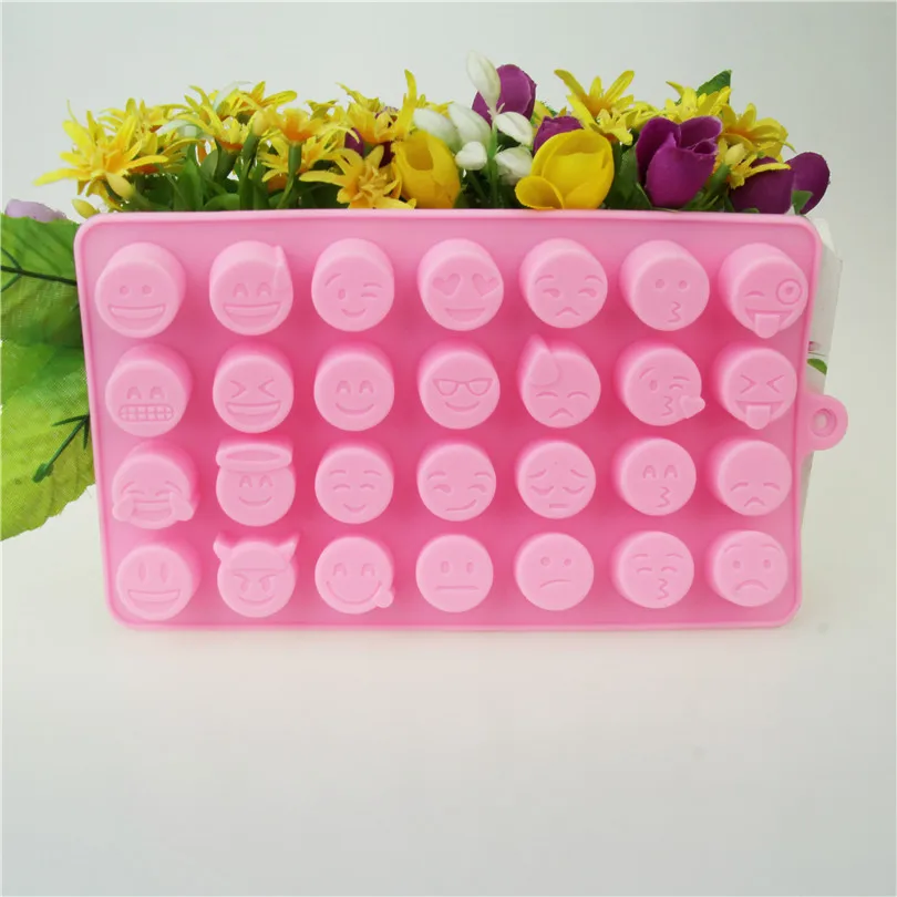 28 Cavity Emoji Emotion Cake Mold Smiley Chocolate Candy Ice Jelly Soap