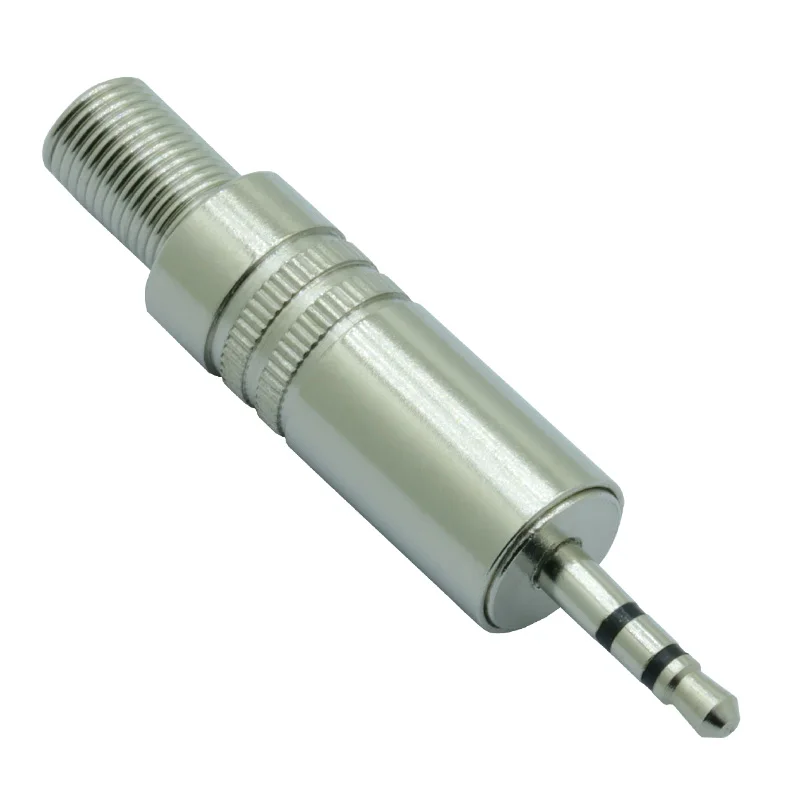 100pcs Metal 2 5MM Stereo Connector with Spring 2 5mm 3 Poles Stereo Male Plug Soldering Audio Stereo Headphone Cable Adapter