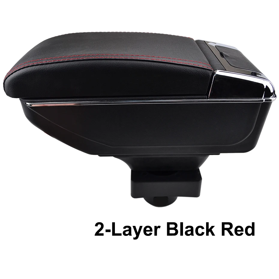 Xukey подлокотник для Citroen C4 хэтчбек 2004-2010 консоль центр черный ящик для хранения автомобиля тюнинг коробка пепельница 2006 2007 2008 - Название цвета: 2-Layer Black Red