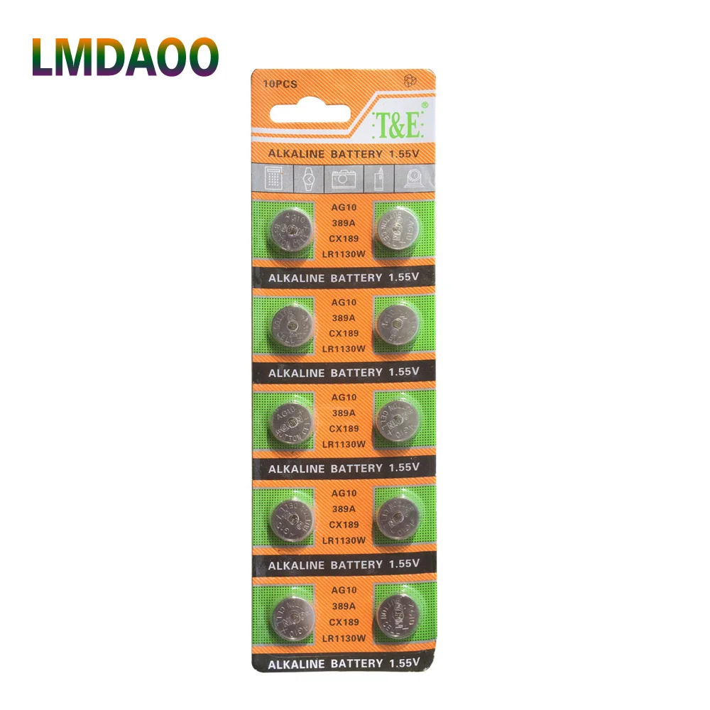 

10pcs/card AG10 For Watch Toys Remote 189 LR54 Cell Coin Alkaline Battery 1.55V SR54 389 189 LR1130 389 SR1130 Button Batteries