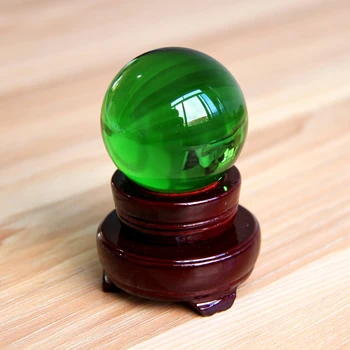 

60mm 1 Piece Green Quartz Crystal Sphere Ball Photography Crystal Photo Ball Feng Shui Ball with wooden Stand Home Decor