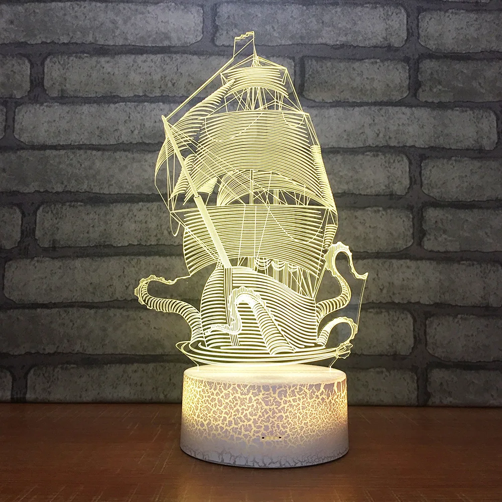 

Sailboat Colorful 3d Table Lamp Led 3d Stereo Business Desk Lamp Christmas decorations gift for baby room lights wholesal