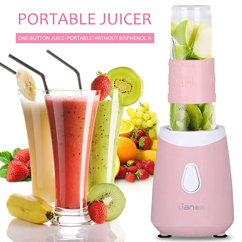 

2019 Drop Shpping 600ML Sealed Lid Multifunction Juicer Fashion Design Small Size Cut Fruit Mixing Juicing Crushed Ice