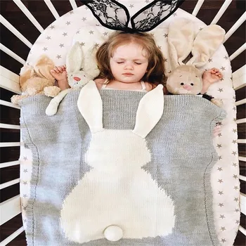 

Nordic Baby Blankets Rabbit Crochet Newborn Blanket Kids Room Bed Spread Bath Towels Bedding Cover Appease Sofa Baby Photo Props