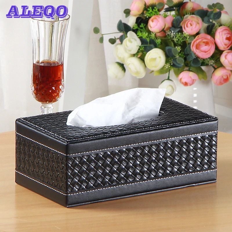 

Leather Tissue Box Rectangle Square Storage desk organizer Paper Napkin Towel holder dispenser cover cases