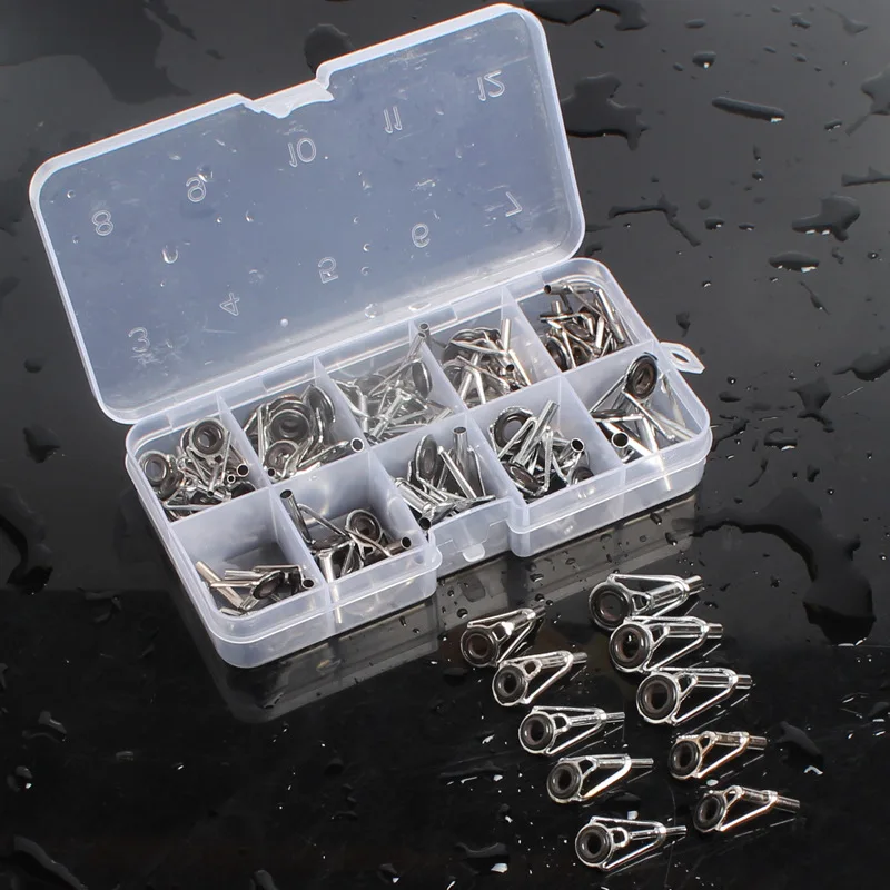 10 Size 80Pcs Stainless Steel Ceramic Guide Rings Fishing Accessories