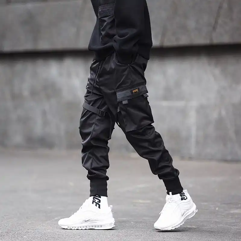 black skinny cargo pants mens