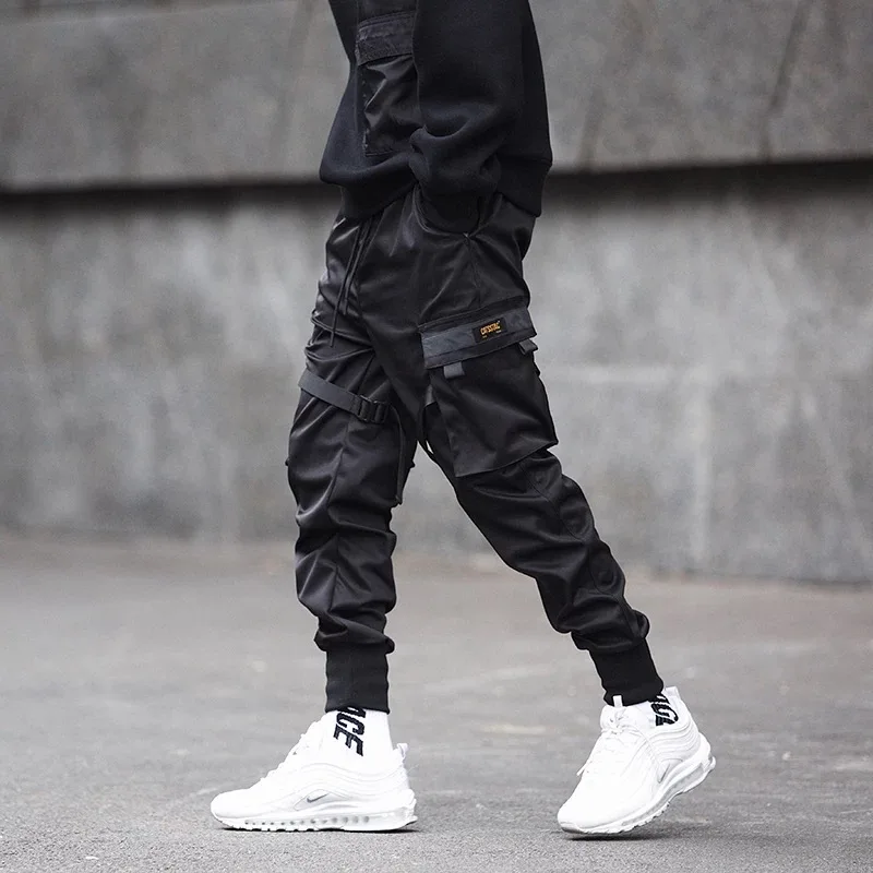 slim cargo pants mens black