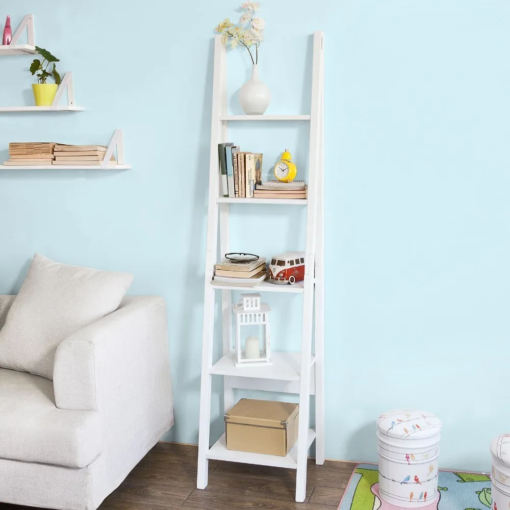SoBuy FRG101-W, Modern 5 Tiers Ladder Shelf, Storage Display Shelving Wall Shelf Bookcase SoBuy FRG101-W, Modern 5 Tiers Ladder Shelf, Storage Display Shelving Wall Shelf Bookcase