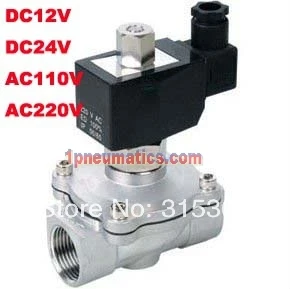 

Бесплатная доставка G3/4 "Соленоидный клапан из нержавеющей стали VITON нормально открытый для кислотной воды, масла воздуха DC12V DC24V AC110V или AC220V вольт