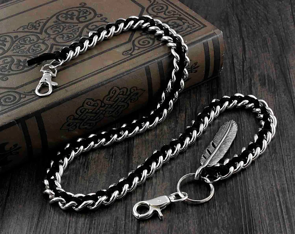 Leather Braided Biker Trucker Pants Fob Keychain Jean Wallet Chain Yl