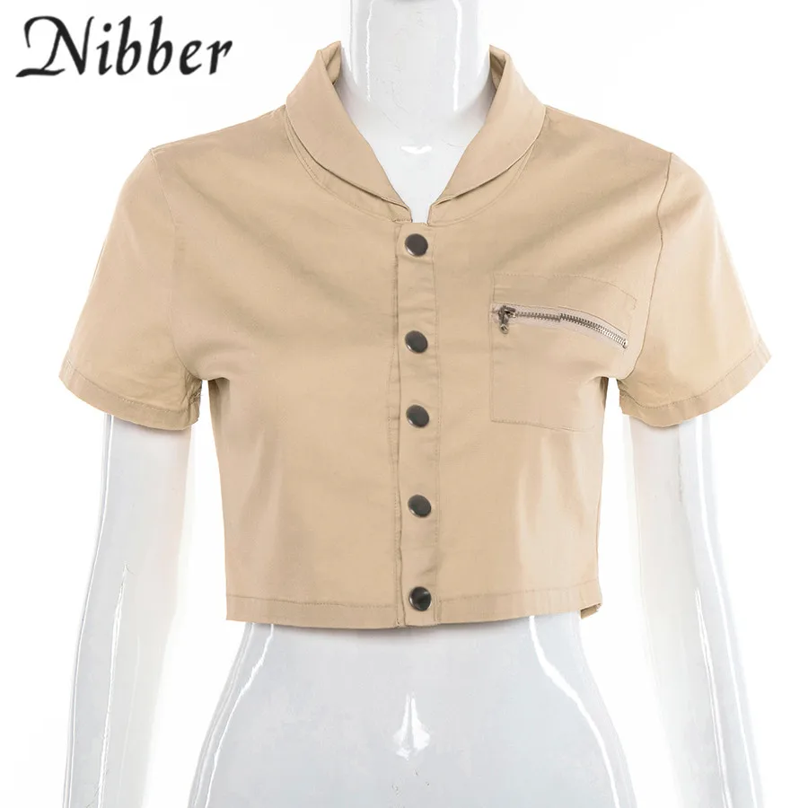 Nibber, летние модные рубашки, хлопок, кроп-топы, женская футболка,, горячая Распродажа, дизайн с отворотом, одноцветная Базовая Повседневная футболка с коротким рукавом