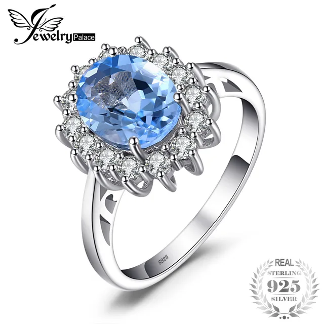 JewelryPalace Princess Diana William Kate 2.3ct Natural Blue Topaz Engagement Ha JewelryPalace Princess Diana William Kate 2.3ct Natural Blue Topaz Engagement Ha