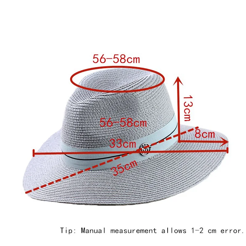 Sun Hat for sun hat sun protection hat Men Women Summer Casual Fashion Letter M Jazz Straw Beach Shade Panama Ymsaid