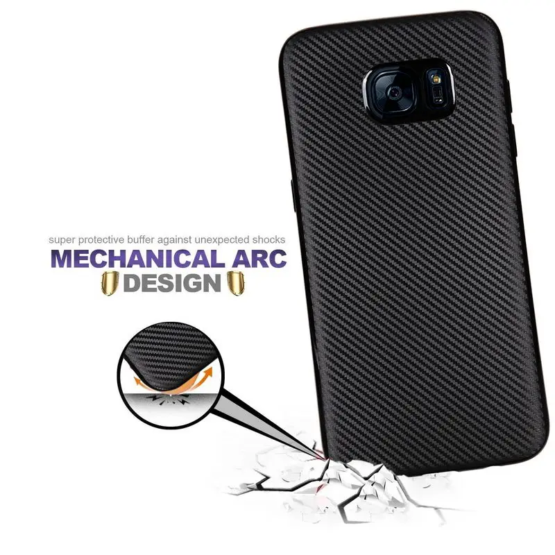 Carbon Fiber Skin Back Cover Slim Soft ventilation Case Fundas For Samsung Galaxy S7 Edge Capa | Мобильные телефоны и