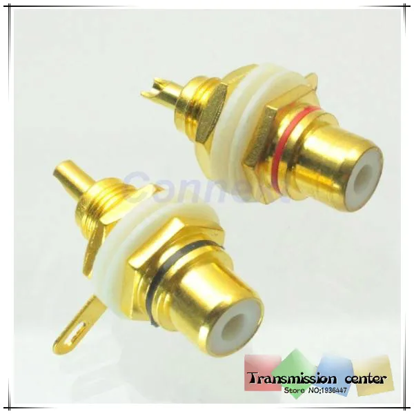 Free Shipping Goldplated 10X Phono RCA female jack nut bulkhead deck clip solder CHASSIS PCB RF connector Straight Converter |