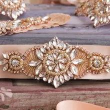 MissRDress свадебный пояс с жемчугом ручной работы, расшитый бисером свадебный пояс из розового золота, стразы, свадебный пояс для свадебных платьев JK861