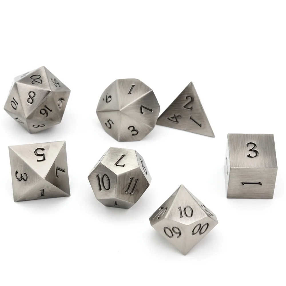 Ceny Klasyczne Battleworn srebrny w czarny dla RPG Dungeons and Dragons D D matematyka nauczania D4 D6 D8 D10 D12 D20 worek kości obejmują