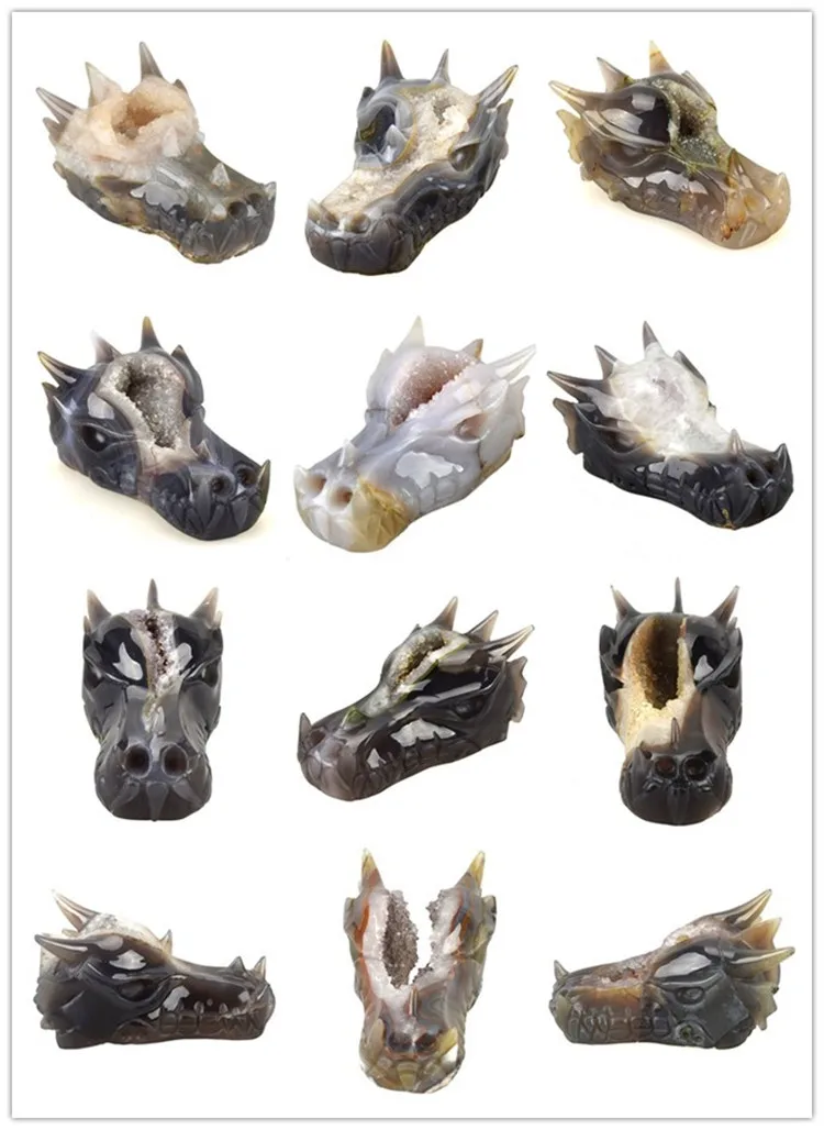 Agate dragon heads