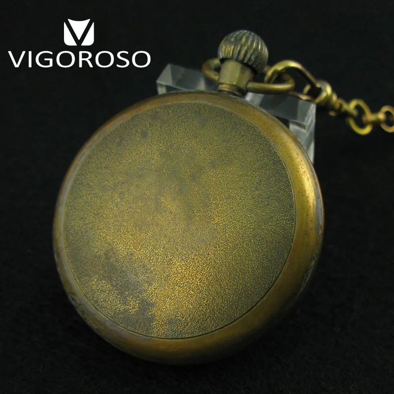 Pocket Watch Mechanical Hand Winding Roman numerals 12/24 Hours Vintage Clock Collectible Antique Copper FOB Chain