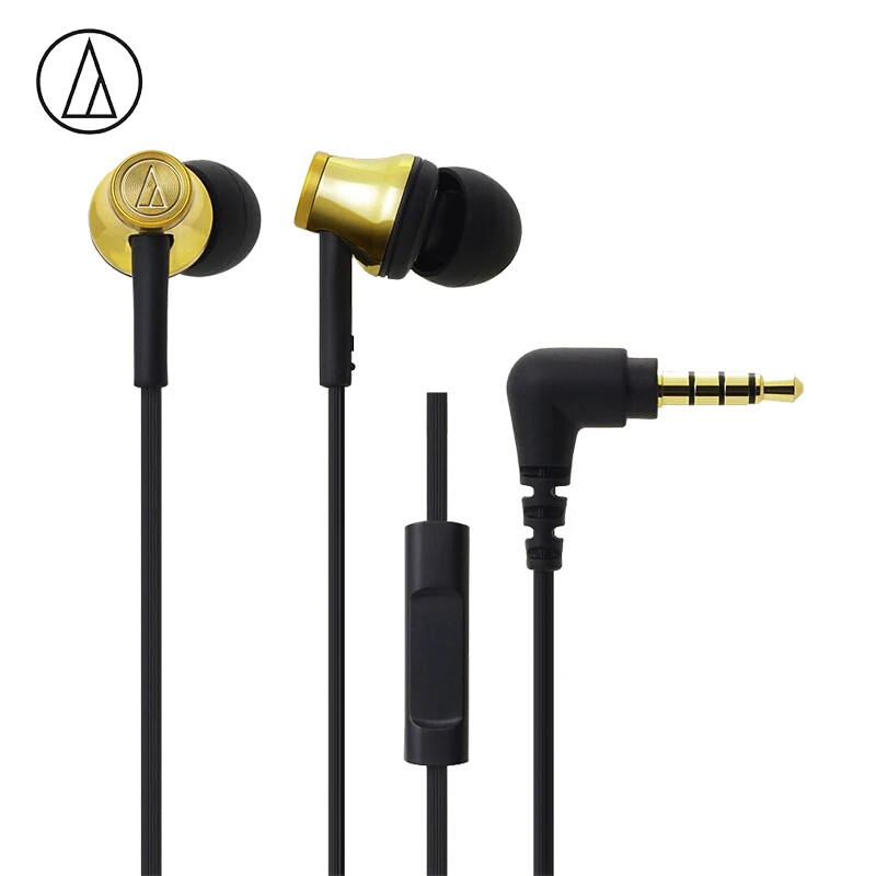 Audio-Technica ATH-CK330IS проводные наушники 3,5 мм разъем в уши с микрофоном проводное управление для Xiaomi huawei Oppo и т. Д - Color: glod