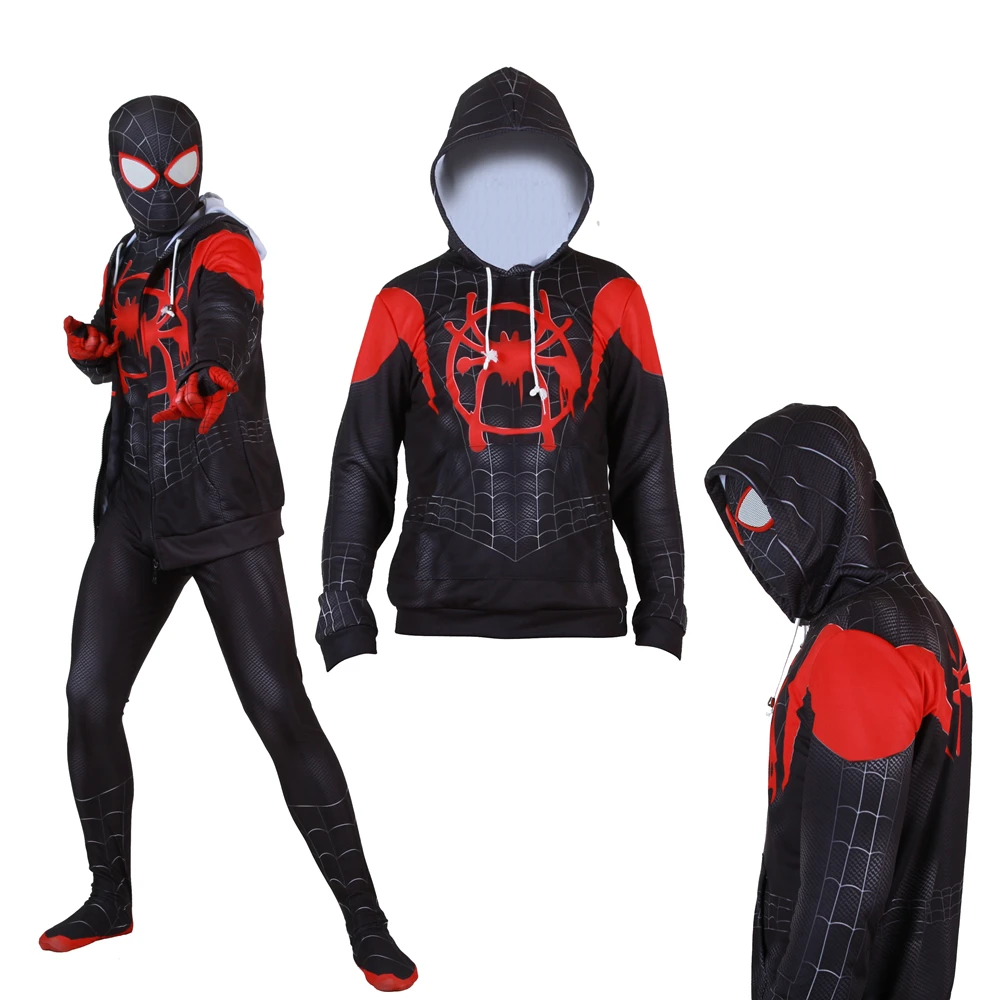 Костюм супергероя «Человек-паук в стихах» для взрослых и детей, маскарадный свитшот, куртка с капюшоном, пальто