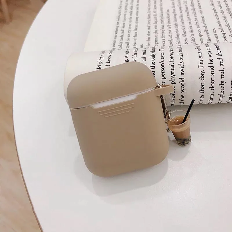 Молоко чайный кулон для защитный чехол для airpods мягкий силиконовый беспроводной Bluetooth гарнитура комплект Личность Женский чехол с защитой от падения